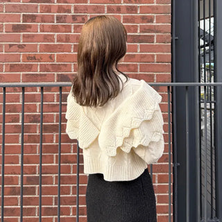 Double ruffle knit cardigan
