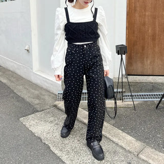 Small Flower Pattern Cotton Pants
