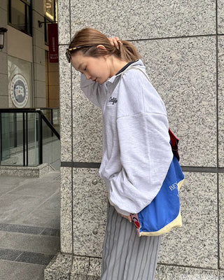 High-neck half-button sweatshirt