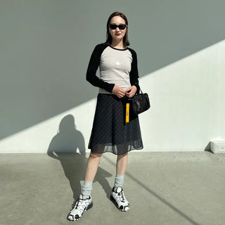 Checked midi skirt