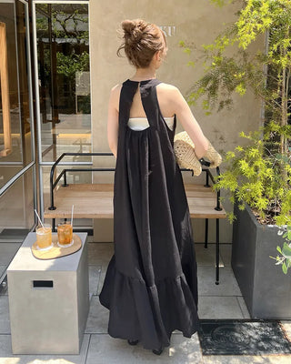 Backless halter neck long dress