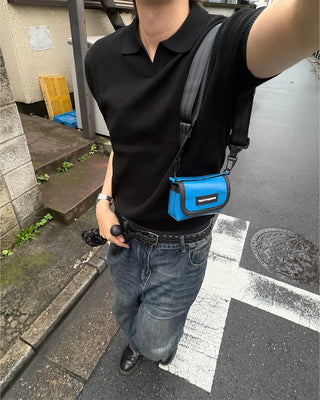 Open-collar short-sleeved knit