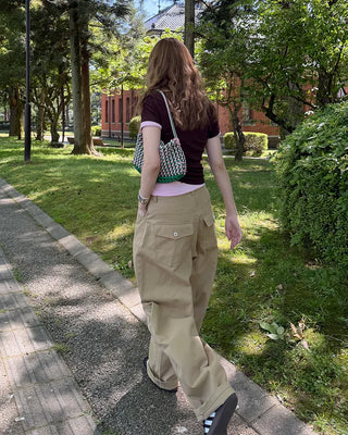 (Unisex) Wide Curved Cotton Pants