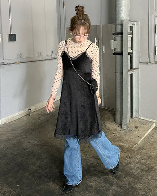Sheer polka dot T-shirt