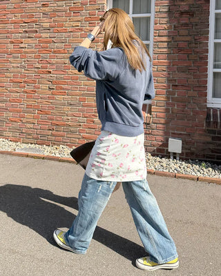 Vintage rose pattern midi skirt