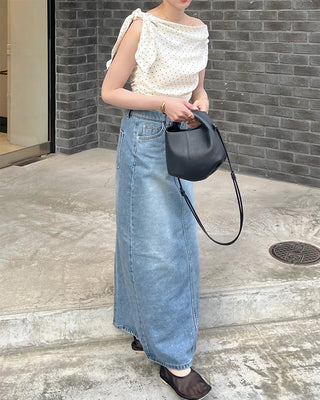 Polka dot off-shoulder blouse
