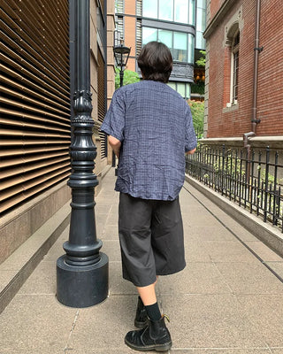 Checked short-sleeved shirt