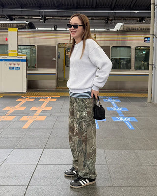 Loose-fit waffle sweatshirt