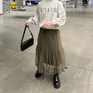 Chiffon wrinkle long skirt