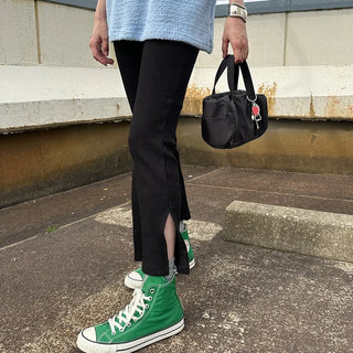 Side-slit bootcut pants