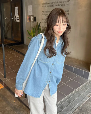 Patch pocket denim shirt