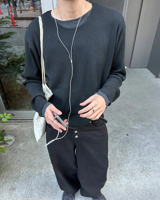 Crop-fit layered knit
