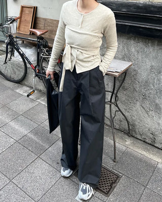 Basic pintuck cotton pants