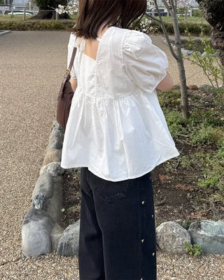 Square neck puff blouse