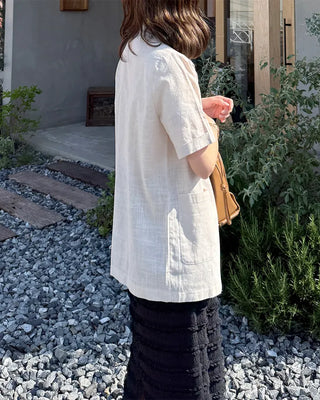 Linen Overfit Short-Sleeve Jacket
