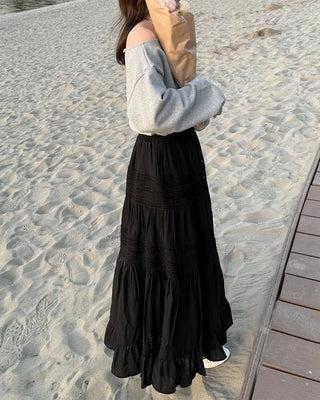 Lace tiered long skirt