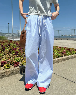 Color-blocked mini striped pants