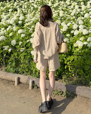 Linen shirt and shorts set