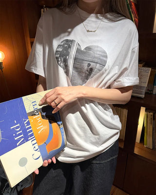 Heart print short-sleeved T-shirt