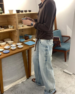 Fingerhole Henley Neck Long Sleeve T-Shirt