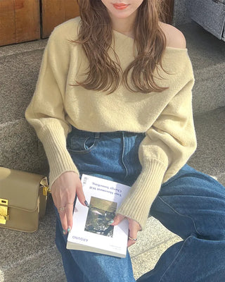 Asymmetrical Shoulder Loose Fit Knit