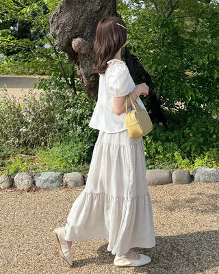 Checked long skirt