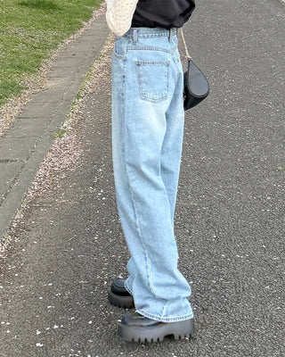 Semi-wide fit denim pants