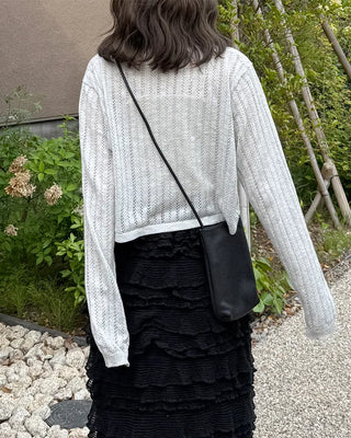Perforated Cropped Cardigan