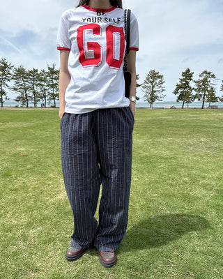 Loose-fit striped banding pants