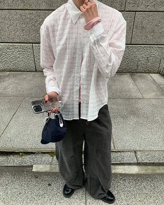 Checkered long-sleeved summer shirt