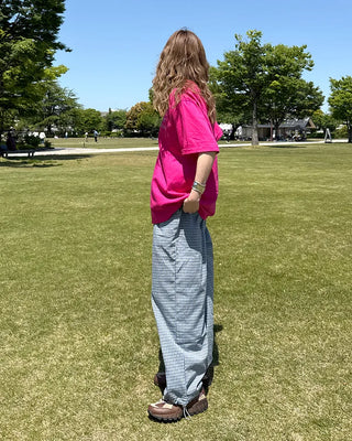 2-way hem check easy pants