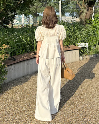 Pintuck bustier and slacks set