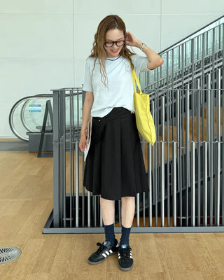 Rivet Pleated Midi Skirt