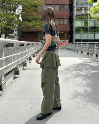 Pleated skirt wide slacks