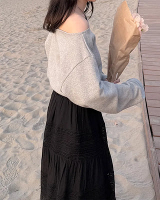 Simple off-shoulder sweatshirt