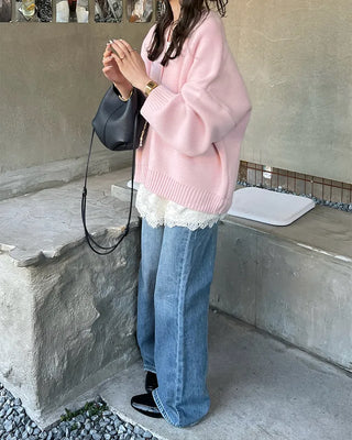 Semi-bootcut denim pants