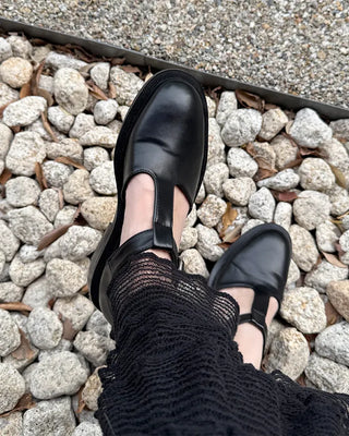 T-strap buckle loafers