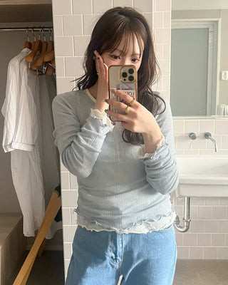 See-through wave T-shirt