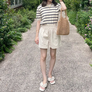 Striped short-sleeved knit