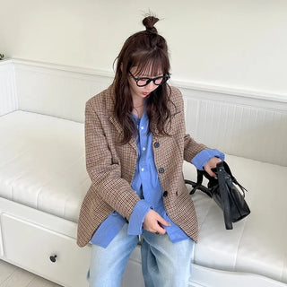 Button-up check jacket