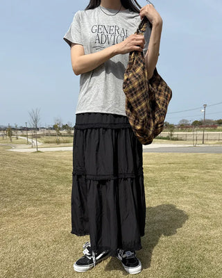 Tassel tiered long skirt