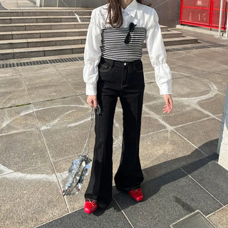 Center bootcut denim pants