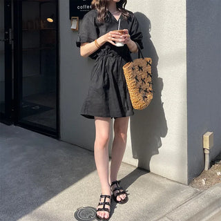Linen short jumpsuit
