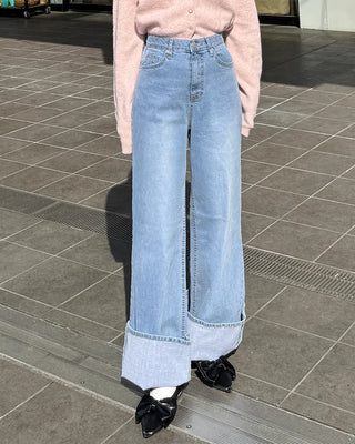 Wide bootcut denim pants