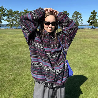 (Unisex) Ethnic Pattern Fleece Hoodie