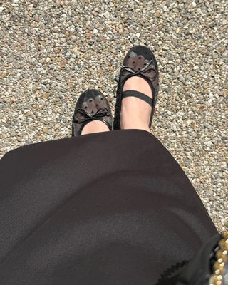 Polka Dot Mesh Mary Jane Flat Shoes
