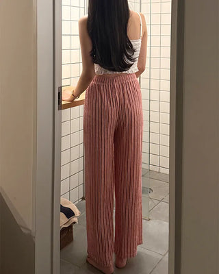 Striped String Point Elastic Waist Pants