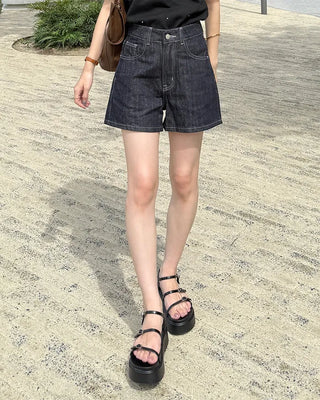 Stitch Low Short Denim Pants