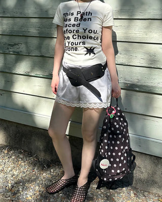 Satin lace hem shorts