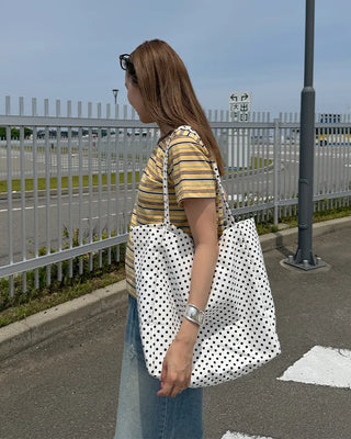 Dot canvas tote bag